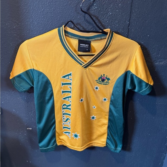 Yellow and Green V-Neck Australia Athletic Jersey - Picture 1 of 3